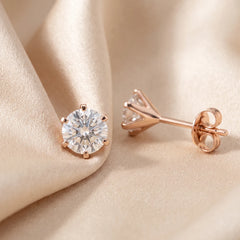 1.70 CT Round Diamond Six Prong Stud Earrings