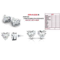 14.00 CT Heart Diamond Stud Earrings