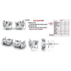 2 CT Marquise & Emerald-Cut Stud Earrings