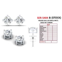 2.00 CT Round Diamond Four Prong Stud Earrings