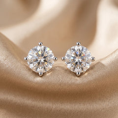 2.00 CT Round Diamond Four Prong Stud Earrings