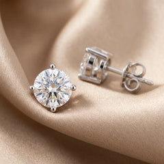 2.00 CT Round Diamond Four Prong Stud Earrings