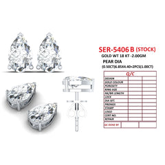 1.00 CT Pear Diamond Three Prong Stud Earrings