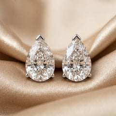 1.00 CT Pear Diamond Three Prong Stud Earrings