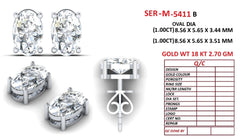 2.00 CT Oval Diamond Solitaire Stud Earrings