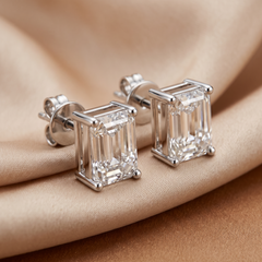 1.00 CT Emerald-cut Diamond Solitaire Stud Earrings