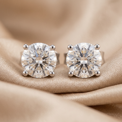 1.00 CT Round Diamond Solitaire Stud Earrings