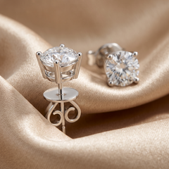 1.00 CT Round Diamond Solitaire Stud Earrings