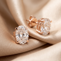 3.00 CT Oval Diamond Solitaire Stud Earrings