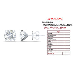 4.00 CT Round Diamond Martini Stud Earrings