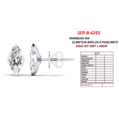 2.00 CT Marquise Diamond Stud Earrings
