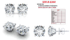 8.00 CT Round Diamond Solitaire Stud Earrings