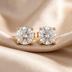 2.00 CT Round Diamond Solitaire Stud Earrings