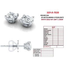 0.20 CT Round Diamond Four Prong Stud Earrings