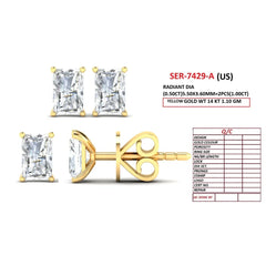 1 CT Radiant Diamond Stud Earrings