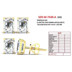 2 CT Radiant Diamond Stud Earrings