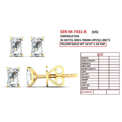 1 CT Emerald Diamond Stud Earrings