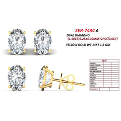 3 CT Oval Diamond Stud Earrings