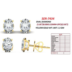 2 CT Oval Diamond Stud Earrings