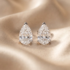 3.00 CT Pear Diamond Solitaire Stud Earrings