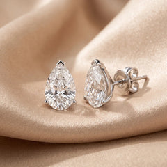 3.00 CT Pear Diamond Solitaire Stud Earrings