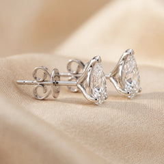 3.00 CT Pear Diamond Solitaire Stud Earrings