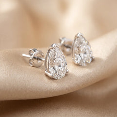 3.00 CT Pear Diamond Solitaire Stud Earrings