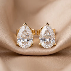3.00 CT Pear Diamond Solitaire Stud Earrings
