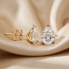 1.00 CT Pear Diamond Solitaire Stud Earrings