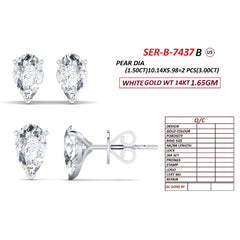 3.00 CT Pear Diamond Solitaire Stud Earrings