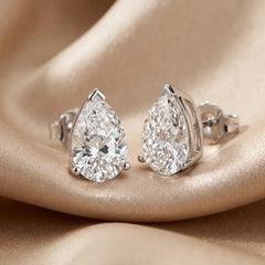 3.00 CT Pear Diamond Solitaire Stud Earrings