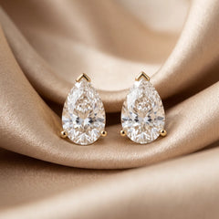 3.00 CT Pear Diamond Solitaire Stud Earrings