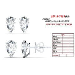 3.00 CT Pear Diamond Solitaire Stud Earrings