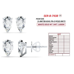 2 CT Pear Diamond Stud Earrings
