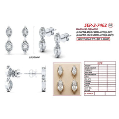 1.6 CT Two Stone Marquise Diamond Drop Earrings
