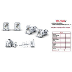 3 CT Emerald-cut Bezel Diamond Stud Earrings