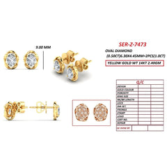 1 CT Oval Diamond Twisted Frame Solitaire Stud Earrings
