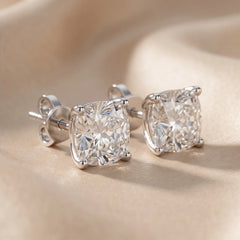 1 CT Cushion Diamond Solitaire Stud Earrings