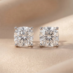 3 CT Cushion Diamond Solitaire Stud Earrings