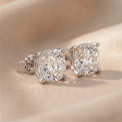 3 CT Cushion Diamond Solitaire Stud Earrings