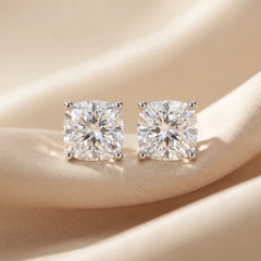 3 CT Cushion Diamond Solitaire Stud Earrings