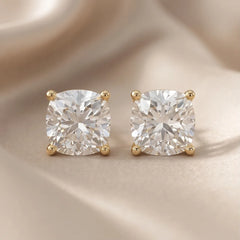 3 CT Cushion Diamond Stud Earrings
