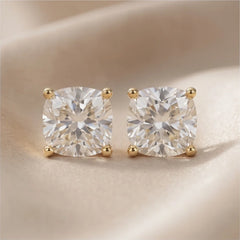 2 CT Cushion Diamond Solitaire Stud Earrings