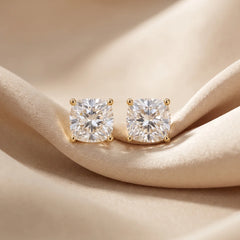 2 CT Cushion Diamond Solitaire Stud Earrings
