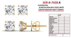 1.00 CT Cushion Diamond Stud Earrings