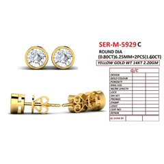 1.60 CT Round Diamond Bezel Solitaire Stud Earrings