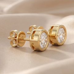 1.60 CT Round Diamond Bezel Solitaire Stud Earrings