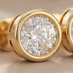 1.60 CT Round Diamond Bezel Solitaire Stud Earrings