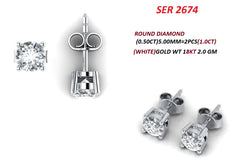 1.00 CT Round Diamond Solitaire Stud Earrings