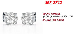 4.11 CT Round Diamond Solitaire Stud Earrings